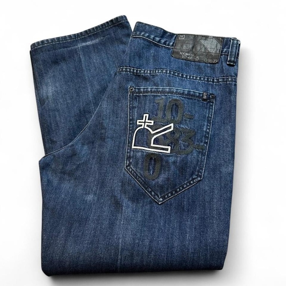Rocawear Jeans Y2K Original Fit STRAIGHT Men's Size 38x31 Navy Blue Jeans READ